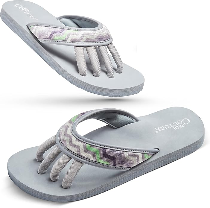 Pedi Couture Pedicure Sandals with Built In Toe Separators for Women - Comfortable Spa Style Flip Flops for Home, Salon, Yoga & Gym Use