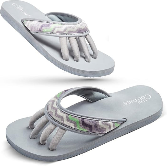 Pedi Couture Pedicure Sandals with Built In Toe Separators for Women - Comfortable Spa Style Flip Flops for Home, Salon, Yoga & Gym Use