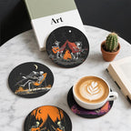 Halloween Skull Coasters Leather Round Drink Coasters 6 Pcs Set - Image 6