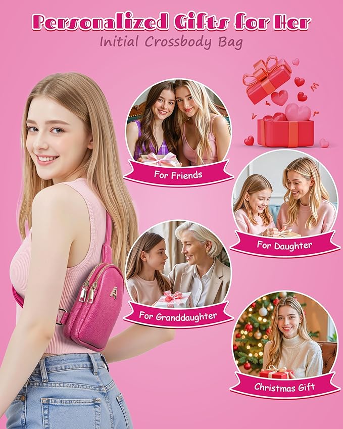 Tween Girls Trendy Stuff, Cute Small Purse with Initial Letter, Gifts for 5 6 7 8 9 10 11 12 13 14 15 16 Year Old Girls, Crossbody Bags for Women Girls, Birthday Gifts for Niece Granddaughter