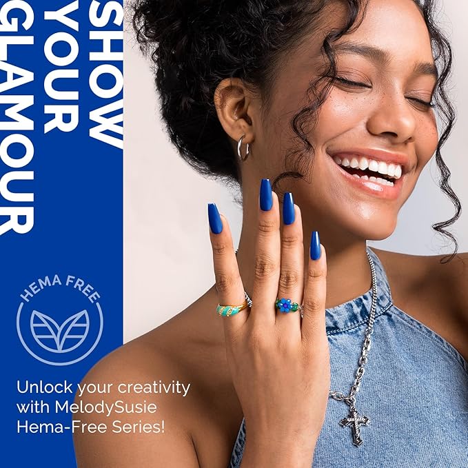 MelodySusie Hema Free Gel Nail Polish, 0.5 Fl Oz Thick Royal Blue Gel Polish, Non Toxic, Long Lasting, Soak Off UV Nail Polish, Manicure Nail Design Salon DIY Nail Art at Home 269