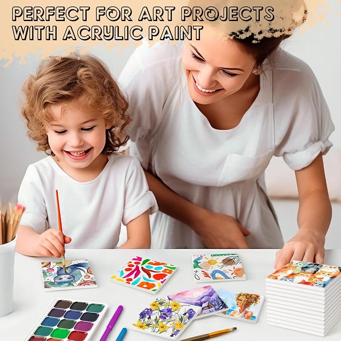 36 PCS Ceramic Tiles for Crafts, Unglazed Matte Coasters - Image 4