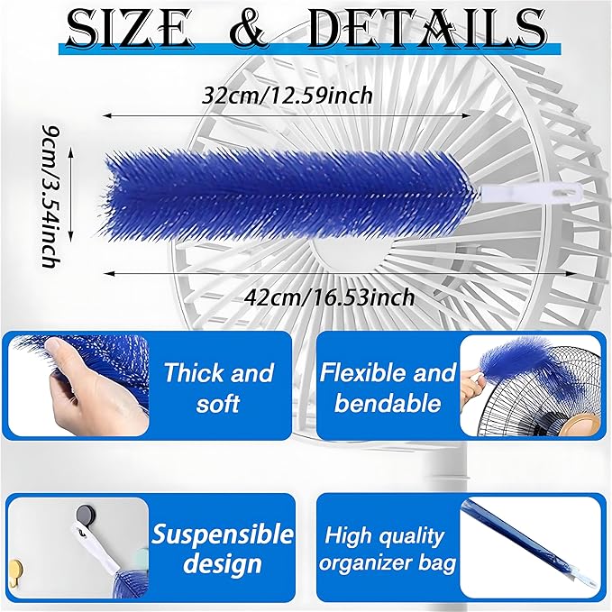 3pc Flexible Cleaner Brush (Non-disassembly Cleaning) Bendable Dusting Brush for Electric and Blind,Bendable Microfiber Crevice Dust Collector,Fan Duster for Standing Vent Cleaner