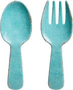 Crackle Melamine Salad Servers, Serving Utensil Set, Includes Serving Fork and by SupremeHousewares