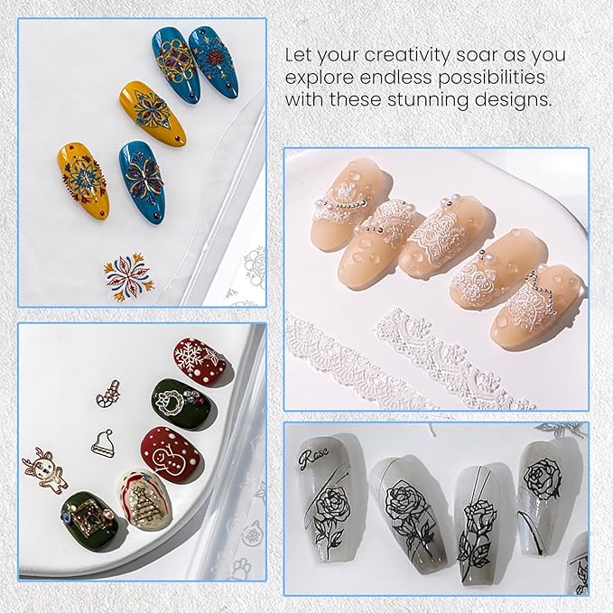 Nail Art Silicone Template, Sun and Moon Nail Decoration Silicone 3D Nail Art Carving Templates for Precise Embossed Pattern, Nail Tools Nail Charms for Acrylic Nail DIY Craft