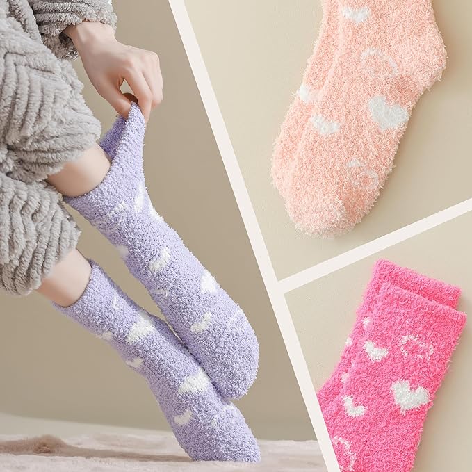 TEHOOK Warm & Cozy Gifts for Women, Stocking Stuufers, Fluffy Fuzzy Plush Sleeping Slipper Socks - Soft Warm Fabric