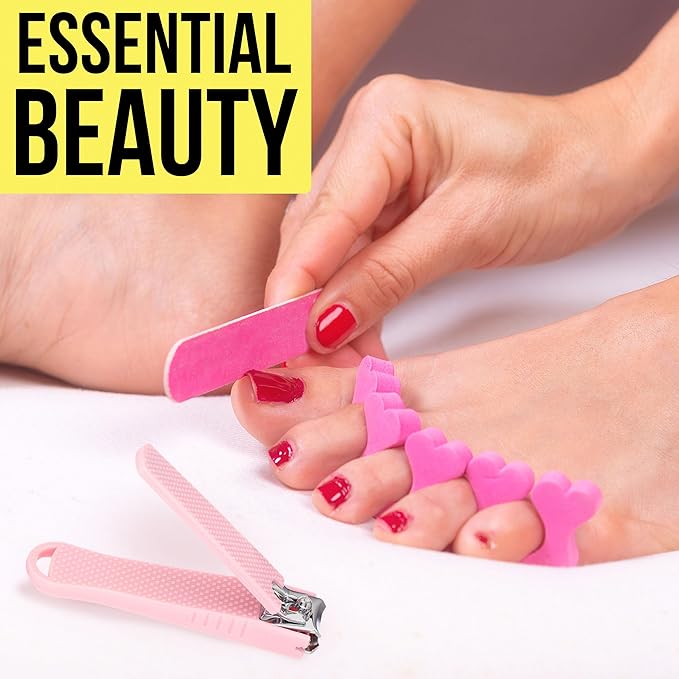 Nail Clippers Set - 2pc Soft Touch Pink Nail Clipper Value Pack, Big & Small Precision Nail Clippers Pack, Essential Manicure & Pedicure Tools