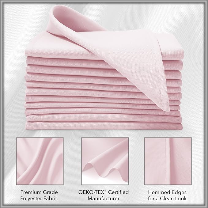 Lann's Linens Set of 12 Cloth Dinner Napkins, 20-inch Polyester Napkins - Image 3
