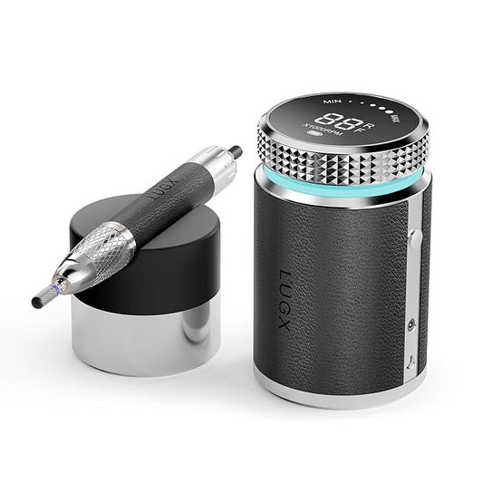 L'UGX Professional Nail Drill, Waterproof 35000RPM Brushless Nail Drill Machine, Rechargeable Nail Efile for Acrylic Gel Nails, Low Noise and Low Vibration, Black