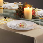 100 White Plastic Plates Set, Elegant Fancy Heavy Duty Disposable Plates - Image 3
