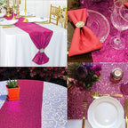 12 Packs Sequin Table Runner Hot Pink 12 X 108 Inch Glitter Dining Table Runner - Image 5