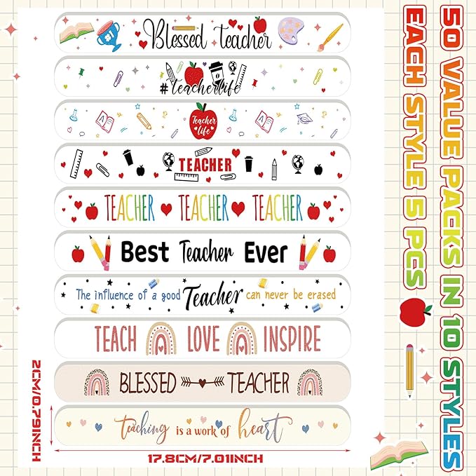 50 Pack Teacher Appreciation Gifts Bulk Christmas Stocking Stuffer Teacher Thank You Nail Files Emery Boards Small Spa Party Favors Employee Appreciation Gifts for Staff Team Coworkers
