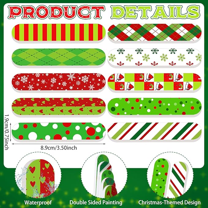 50 Pcs Christmas Mini Nail File Gifts Bulk for Women Red and Green Double Sided Emery Boards Small Xmas Party Favors Thank You Gifts Manicure Tools for Employee Staff Coworker Appreciation