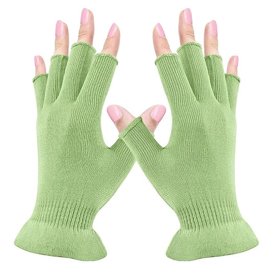 MIG4U Fingerless Moisturizing Gloves, Half Finger Touchscreen Beauty Glove for Eczema, SPA, Dry Hands, Skin Treatment, Summer Sun UV Protection, Apple Green, 1 Pairs L/XL