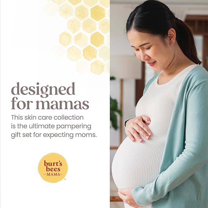 Burt's Bees Pregnancy Essentials Christmas Gifts Set, 3 Baby Shower Products & Must Have Baby Registry Items, Nourishing Skincare for Mom to be - Mama Belly Butter, Original Lip Balm, Leg & Foot Cream