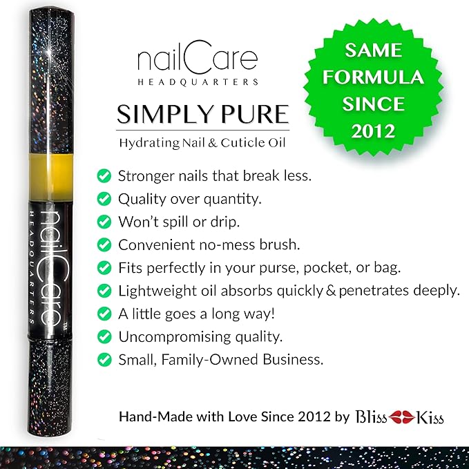 Nail Care Headquarters Cuticle Oil Pen for Nails - Nail Strengthener & Growth Serum for Damaged Nails, Hangnails w/Jojoba cuticle oil—Natural Fragrance - from Bliss Kiss