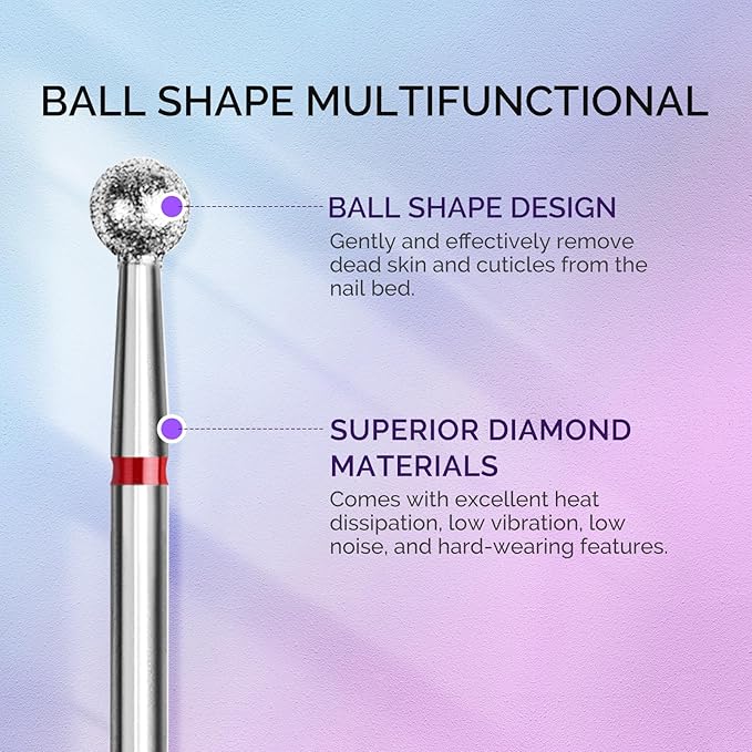 MelodySusie 3Pcs Cuticle Cleaner Nail Drill Bits Set, 3/32'' Safety Carbide Diamond Bits, Ball, Flame and Inverted Tapered Bits, Suitable for Cuticle Dead Skin Nail Prepare, Silver