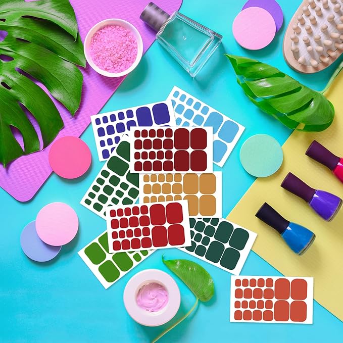 DANNEASY 16 Sheets Toe Nail Stickers Full Nail Wraps for Women Solid Color Toenail Polish Strips Self Adhesive Toes Nail Polish Stickers Gel Strips Nails Manicure Sticker with File, Cuticle Stick