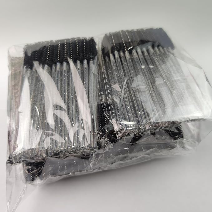 500 Pieces Eyelashes/Eyebrows Brushes, 10CM Lash Removal Cleaning Tools, Crystal Handle, Makeup Tools Mascara Wands(Simple Packaging)-(Crystal Black)