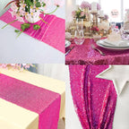 12 Packs Sequin Table Runner Hot Pink 12 X 108 Inch Glitter Dining Table Runner - Image 6