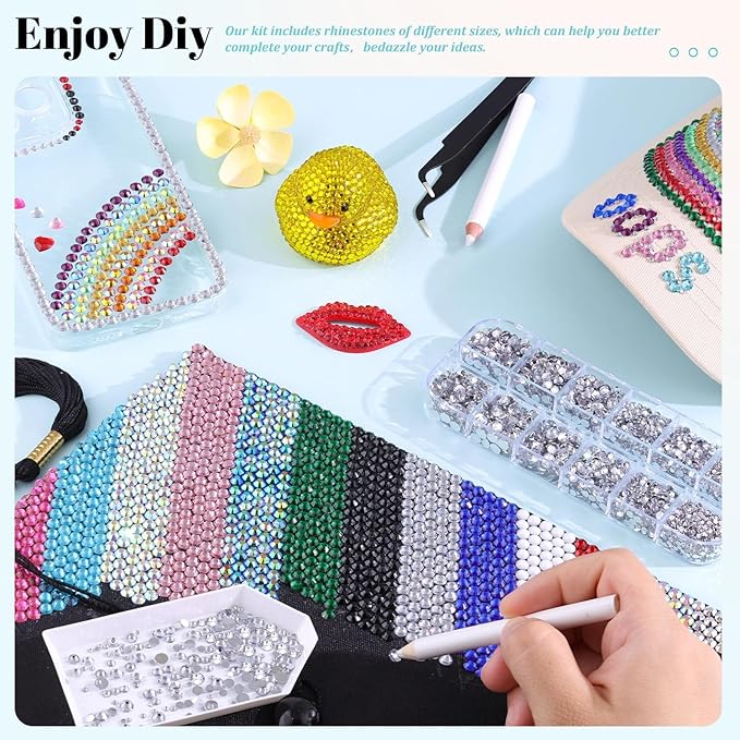 6100Pcs Resin Rhinestones for Crafting with 2Pcs 10ml B7000 Jewelry Glue, 1 Box Flatback Crystals Diamond (Bright Gold) for Bedazzling Crafts DIY Nail Art，Non Hotfix Gems for Clothing Shoes Tumblers