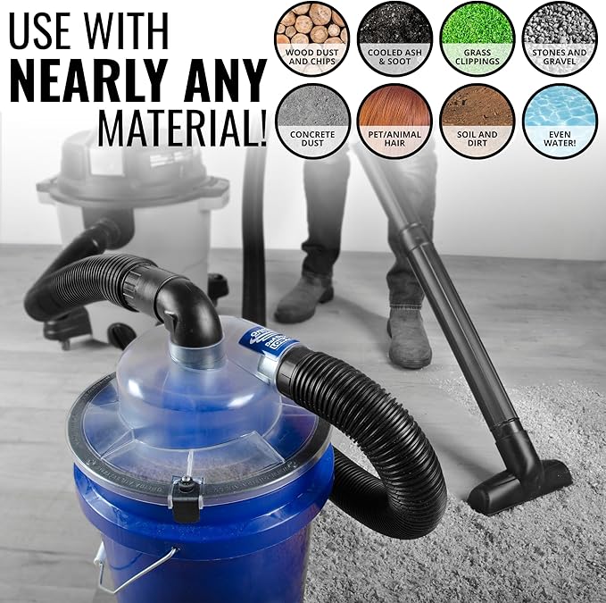Dust Deputy Low-Pro Plus Cyclone Dust Separator – Engineered High Flow Wet/Dry Vacuum Kit – Fits Standard 5 Gallon Buckets – 2.5" Adapter & 3' Hose – Made in USA