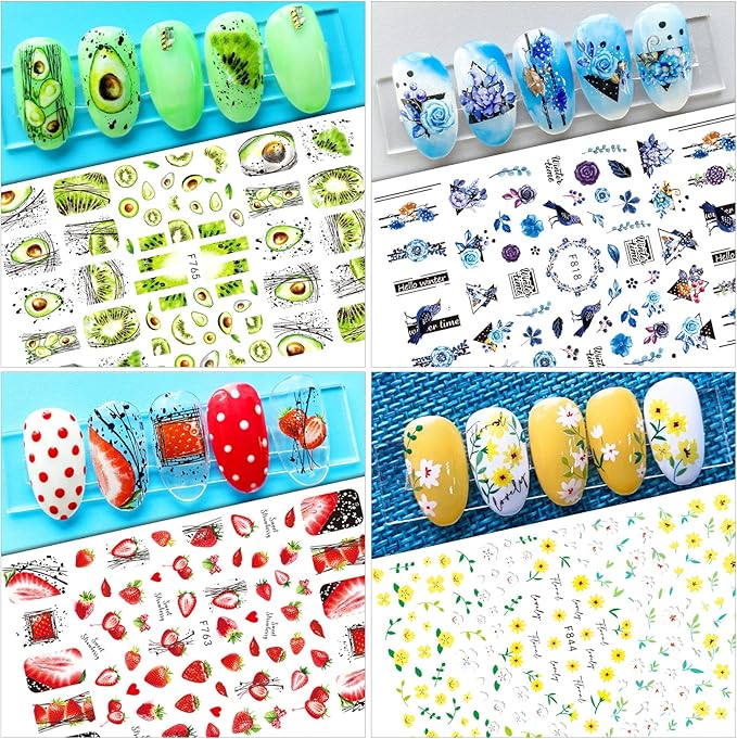 WSYUB Nail Stickers, 24 Stickers for Nails Art, Self Adhesive Nail Art Sticker Decals, Nail Supplies kit Large Sheets