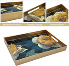 Serving Tray with Handles, 15.7 * 11.8 inches, Plastic Ottoman Tray with - Image 2