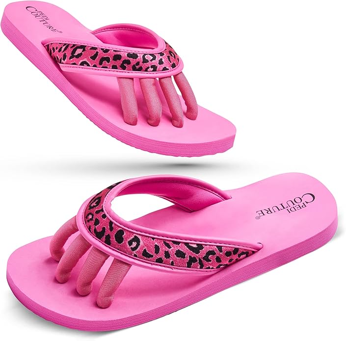 Pedi Couture Pedicure Sandals with Built In Toe Separators for Women - Comfortable Spa Style Flip Flops for Home, Salon, Yoga & Gym Use