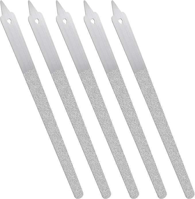Diamond Dust Nail File, 5 Pcs Metal Nail File with Sharp Pointed Tip, Stainless Steel Nail Dresser Nail Buffering Files, Double Sided Nail File Fingernails Toenails Manicure Files for Salon and Home