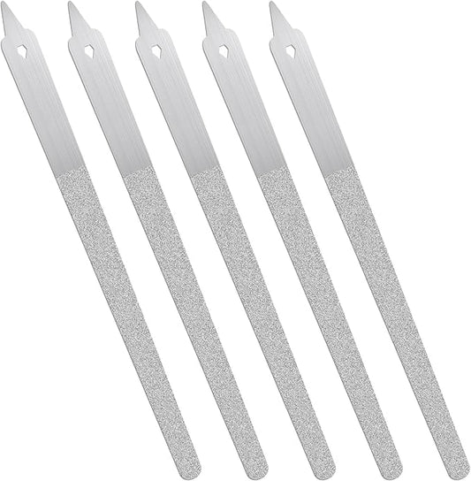 Diamond Dust Nail File, 5 Pcs Metal Nail File with Sharp Pointed Tip, Stainless Steel Nail Dresser Nail Buffering Files, Double Sided Nail File Fingernails Toenails Manicure Files for Salon and Home