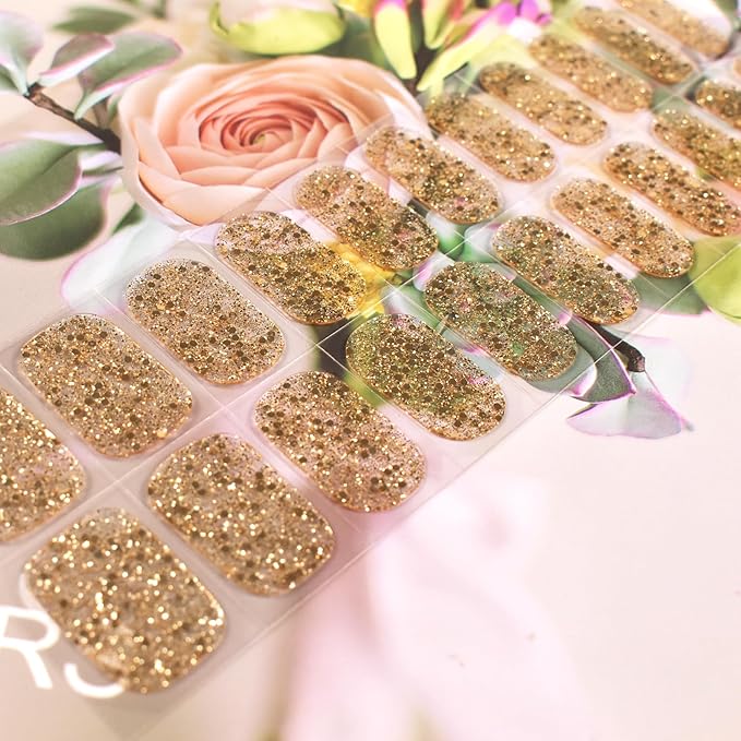 Gel Nail Sticker Semi Cured Nail Polish Strips Glitter Full Cured Pink Gel Nail Wraps