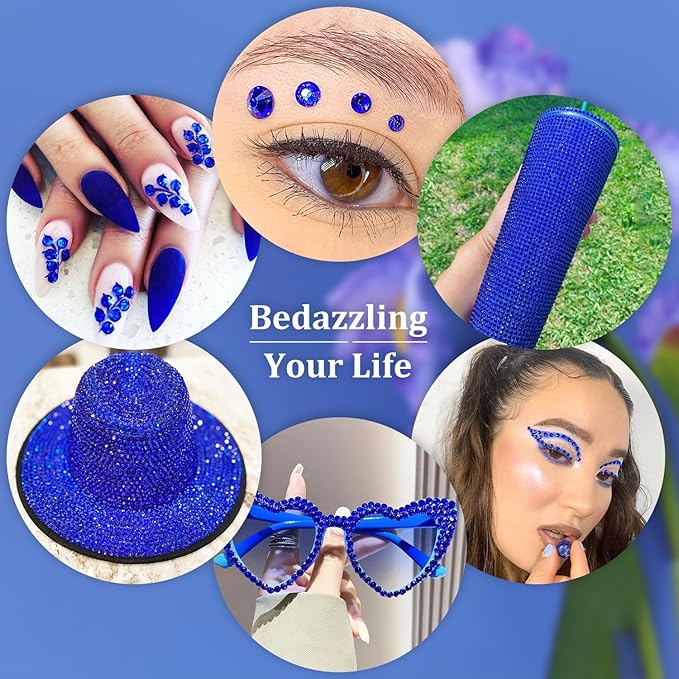 Resin Rhinestones for Crafting, 2 Boxes Royal Blue Flatback Crystals for Bedazzling Crafts DIY Nail Art Deco, Non Hotfix Bulk Gems for Tumbler Shoes Clothing Fabric Face Makeup