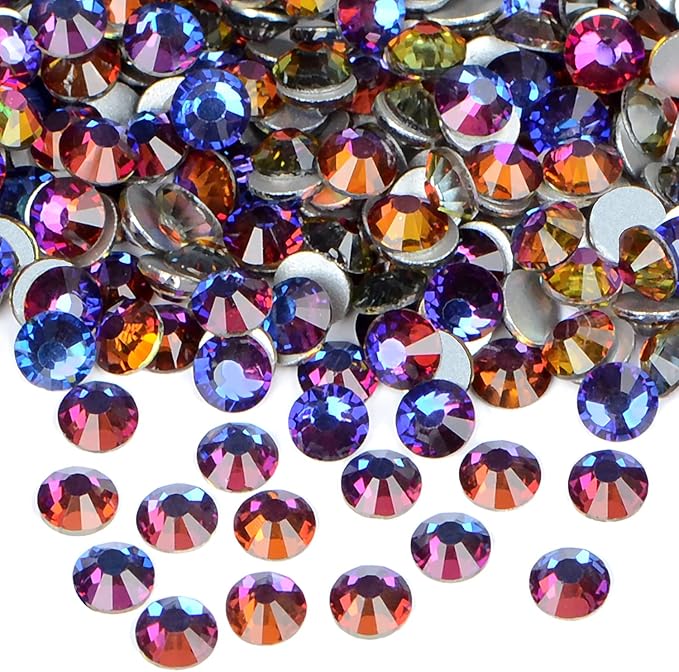 1440PCS Art Nail Rhinestones Non Hotfix Glue Fix Round Crystals Glass Flatback for DIY Jewelry Making with one Picking Pen (ss12 1440pcs, Blue Volcanic)