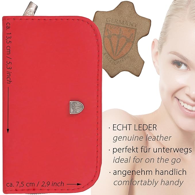 3 Swords Germany - brand quality 6 piece manicure pedicure grooming kit set for professional finger & toe nail care scissors clipper genuine leather case in gift box, Made in Solingen Germany (13907)