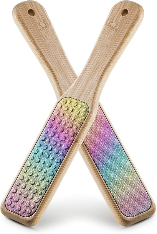 BALUCA Foot File, Double Sided Foot Scraper Callus Remover, Foot Rasp for Cracked Heel and Foot Scrubber Corn Removal Foot Care Tools - Rainbow