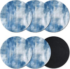 Abstract Blue Coasters Set of 6, Absorbent Coasters by Unknown