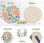 Tennis Balls Print Coasters for Drinks Set of 6 Absorbent Woven Drink Coaster - Image 4