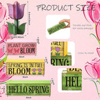 Moucuny 4 Pcs Spring Table Decoration Wooden Stacked Block Decor - Image 3