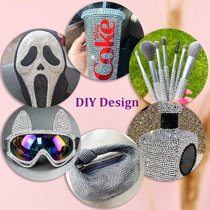 30000Pcs Resin Rhinestones for Bedazzling with Tweezers, Silver Rhinestones for Crafting with B7000 Jewelry Glue for DIY Crafts Clothing Tumblers Shoes Fabric Nail Art
