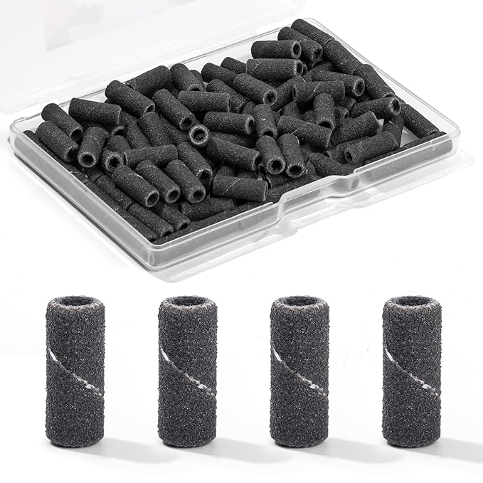 Makartt Sanding Bands for Nail Drill:100 Pcs Small Nail Sanding Files with 2025 Upgrade Design 3.1mm Mandrel Bits,180 Medium Grits (Black, Upgrade #240 Sanding Bands)