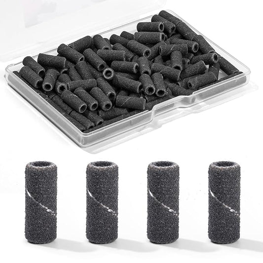 Makartt Sanding Bands for Nail Drill:100 Pcs Small Nail Sanding Files with 2025 Upgrade Design 3.1mm Mandrel Bits,180 Medium Grits (Black, Upgrade #240 Sanding Bands)
