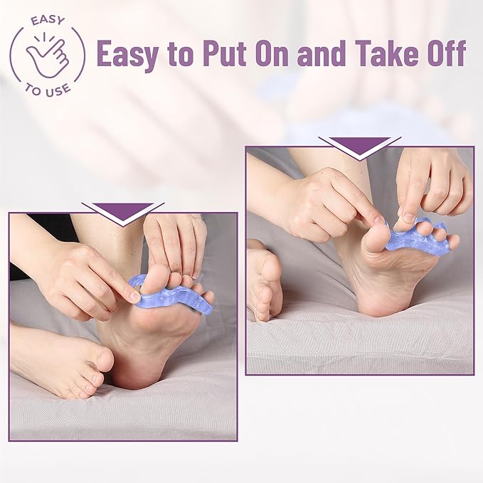 Dr. JK- ToePal Gel Toe Separator, 4 Pairs, Toe Spacers, Bunion Corrector, Blue & Purple, Christmas Gifts