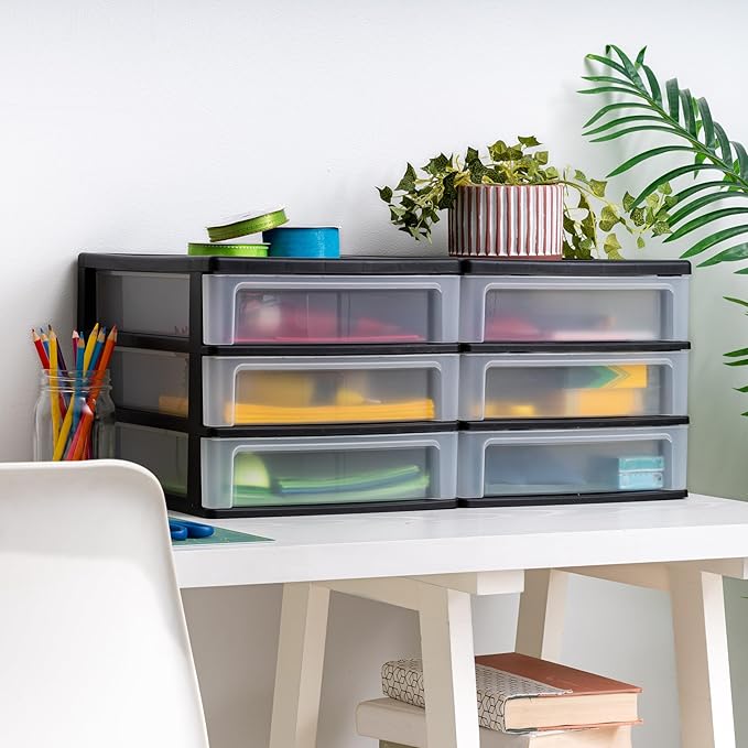 IRIS USA 2-Pack, 3-Drawer Medium Plastic Stacking Desktop Organizer, stationery - Image 6