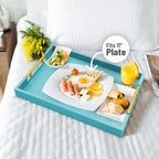 ATZYmolin 17"x12" Leather Serving Tray, Polished Metal Handles, Coffee Table - Image 3