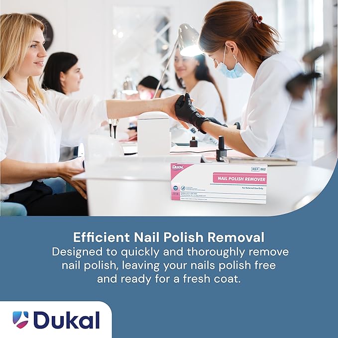 Dukal Nail Polish Remover Pads. Pack of 100 Acetone Free Remover Wipes. 2-ply Saturated Pads. Cleansing Pads. Nail Wipes. Nail Gel Remover Pads. Individually Packaged, 862