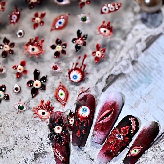 2pcs Halloween Nail Stickers for Art Gothic Punk Nail Stickers