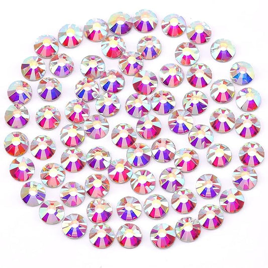 Novani Rhinestones 3000Pcs Flatback Crystal Round Loose Gemstones Glass Rhinestones for Crafts Makeup Nail Art Clothes Shoes DIY Decorations(SS8, 2.3-2.5mm,Crystal AB)