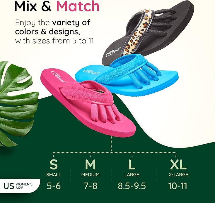 Pedi Couture Pedicure Sandals with Built In Toe Separators for Women - Comfortable Spa Style Flip Flops for Home, Salon, Yoga & Gym Use