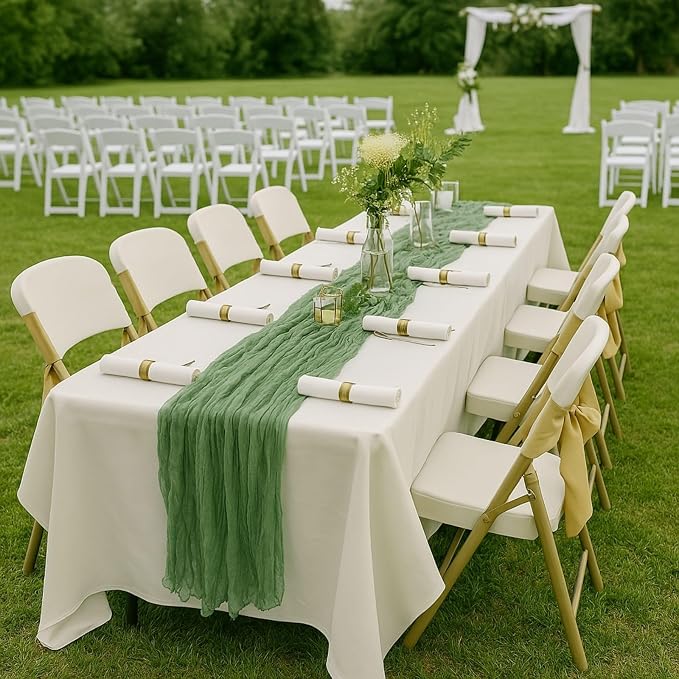 12 Pack Sage Green Cheesecloth Table Runners – 10FT Rustic Gauze Bulk Set - Image 7